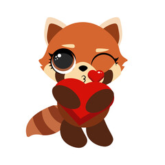 Fototapeta premium Cute baby red panda character