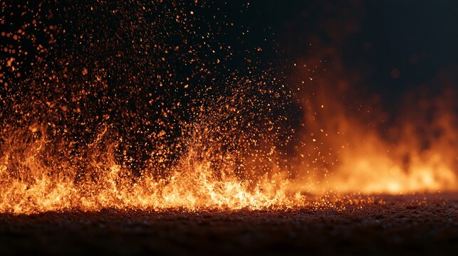 Fiery particles dance as realistic flames create a dynamic background effect.