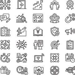Fototapeta premium Employee Experience Platform Line Icons Set – HR Technology, Workforce Engagement, Digital Workplace & People Analytics Outline Vector Icons