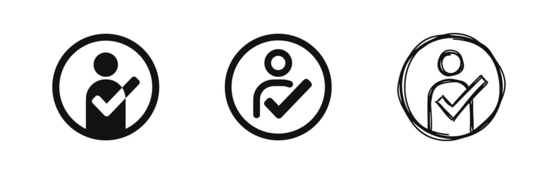 User Approval and Verified Profile Icons Set