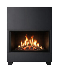 Obraz premium PNG Modern fireplace with burning logs.
