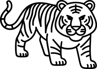 Minimalist Tiger Illustration: Fierce Wild Animal Outline © Sky
