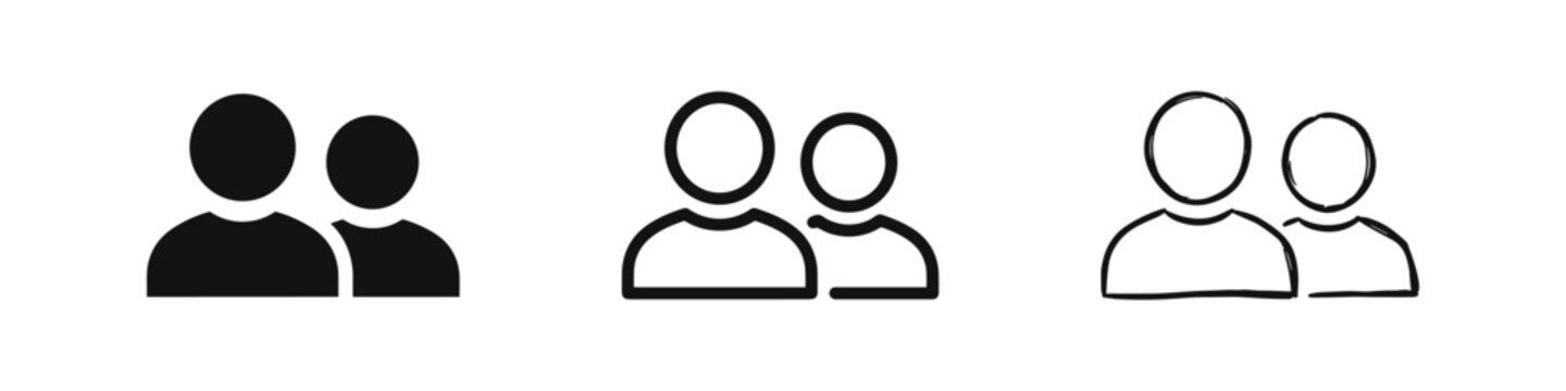 Group of two people user icon set