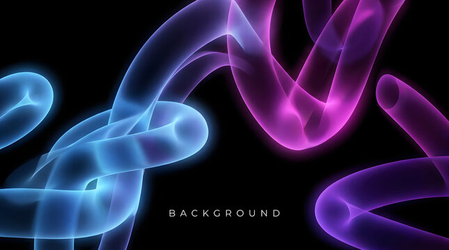 Abstract Neon Swirls: Ethereal neon tubes in vibrant blue and magenta twist and intertwine against a deep black background, creating a mesmerizing visual of fluid motion and futuristic energy.
