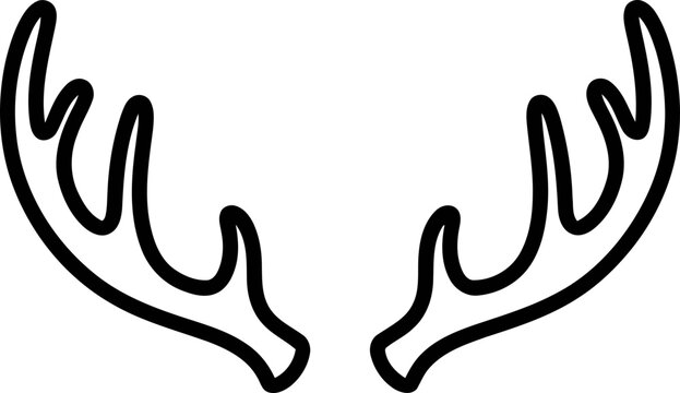 Simple black outline of moose antlers on a white background, minimalist design