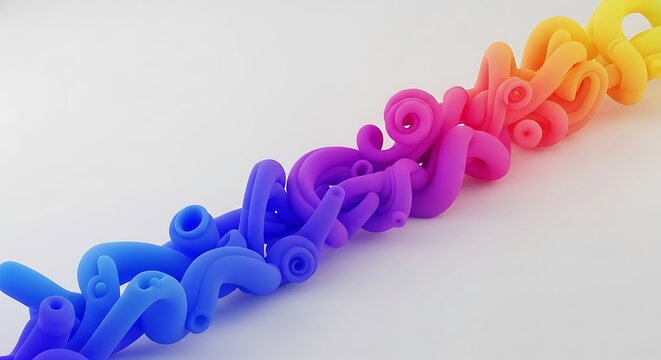 Colorful 3D abstract fluid gradient sculpture on a white background