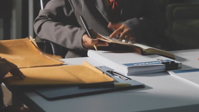 Lawyer explained to the client about the law that must be brought against the court case.Lawyer explained to the client about the law that must be brought against the court case.