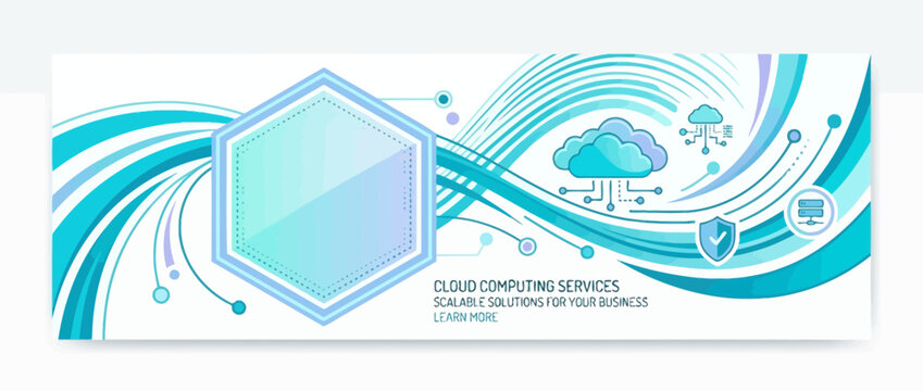 Cloud Computing Services Technology Banner with Abstract Digital Network Lines
