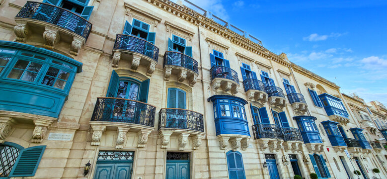 Gallarija Maltija, the Maltese "bow window" in Valletta, Malta island