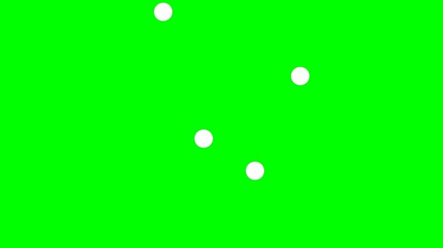 Four white spheres floating against a vibrant green background, suggesting a digital or abstract concept.