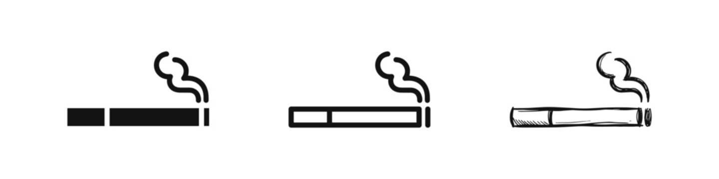 Cigarette smoking icons set