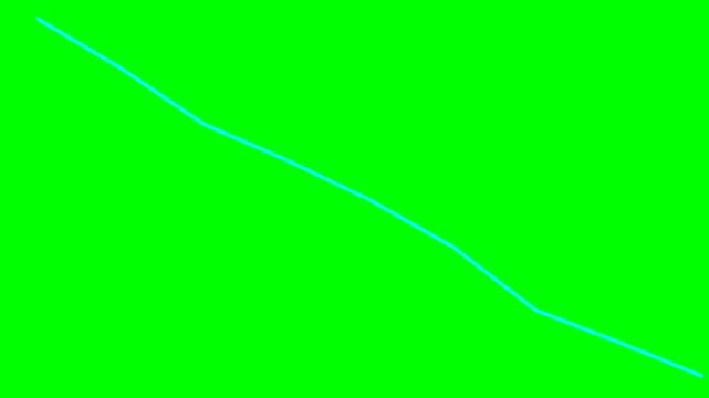 A bright neon green background with a thin, light blue line graph trending downwards diagonally.