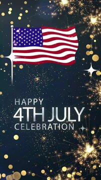 Happy Independence Day USA Concept 4K, Happy 4th of July Greetings Animation 2026, 4th of July, 1776 to 2026 Happy Independence Day 250th Stories, Flying American Flag and sparkling fireworks