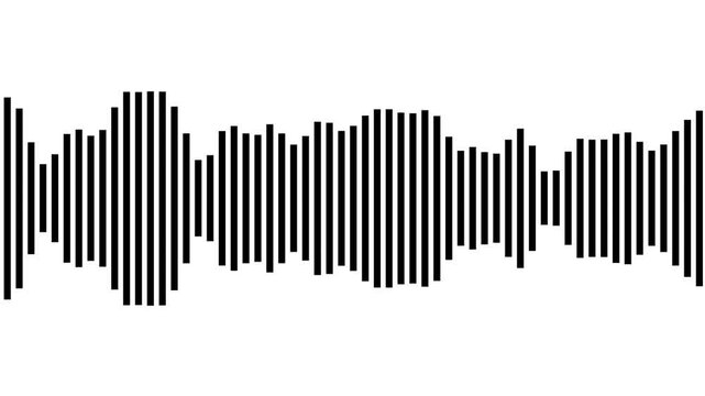audio waves rhythm isolated on black background. white line audio wave visualization voice record, line audio wave visualization transparent background, Sound Wave Animated In White Background.