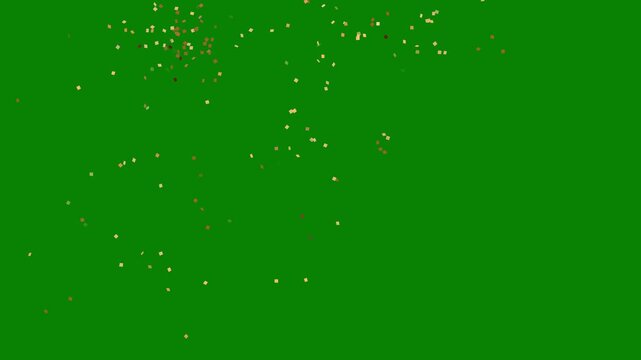 Confetti party explosion effect Glitter double of festive green background. holiday event transition, revealer, logo title festival Christmas, Shiny gold confetti falls and clears frame. 4k