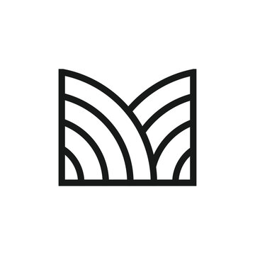 Minimalist Line Art Letter M Wave Logo Template