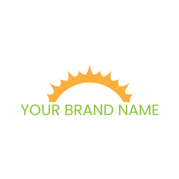 Minimalist Sunburst Horizon Solar Power Logo