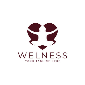 Heart Yoga Meditation Healthy Lifestyle Logo