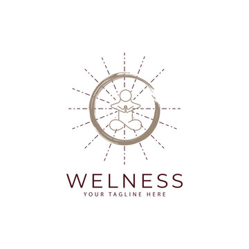 Zen Lotus Yoga Meditation Line Art Logo