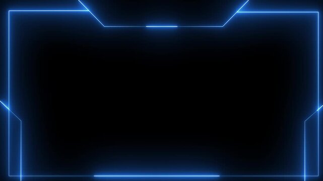 Blue Glowing neon live streaming frame animation box , neon frame live stream gaming overlay animation for live streaming, video Titles futuristic Hud frame with face Cam 4k video