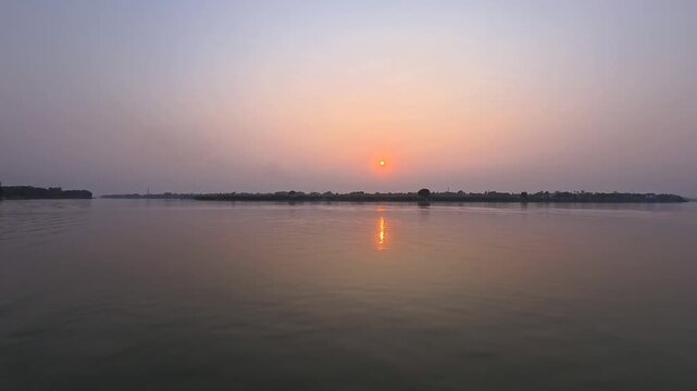 Sunset over the Ganga River in Mayapur