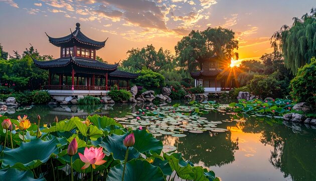 Humble Administrator's Garden Suzhou at Golden Hour