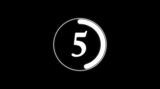 Abstract 11 Seconds Round Countdown timer. Circle Countdown Timer from 0 to 11 seconds real time, Modern flat design of countdown animation isolated on Black background with alpha channel. 4k