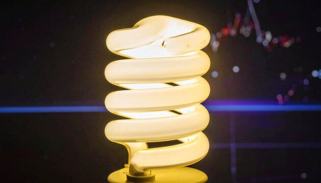 CFL bulb glows with spiral light, radiating resilience, clarity, and innovation; a vivid emblem of sustainability, efficiency, and transformation within illumination.