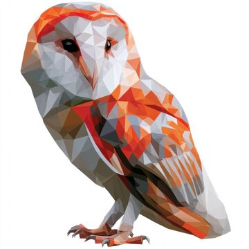 Owl icon shows geometric shapes in simple design with flat colors on a white background for use in tech and education branding