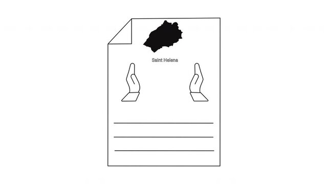 Simple Line Drawing of a Document with a House Icon and Hands.