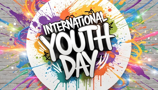 Vibrant celebration background with gray brick wall and colorful paint splatters