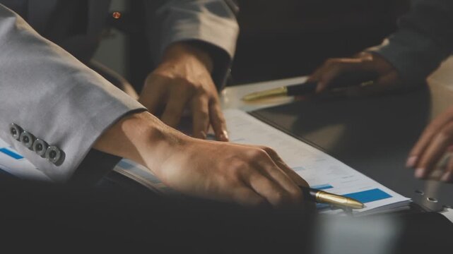 Accounting company provide finance and taxation planning for profitable cash flow, Auditor and accountant team working in office, analyze financial data and accounting record with calculator.Insight