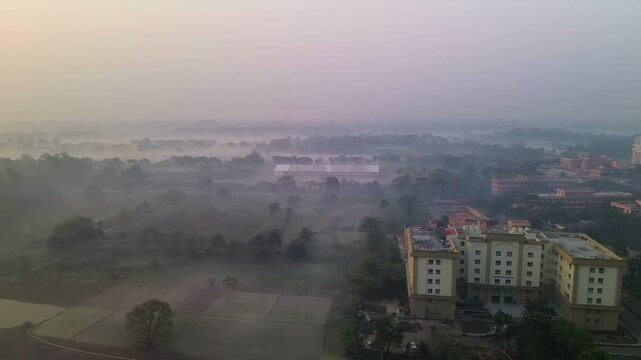 morning fog in Navadvipa