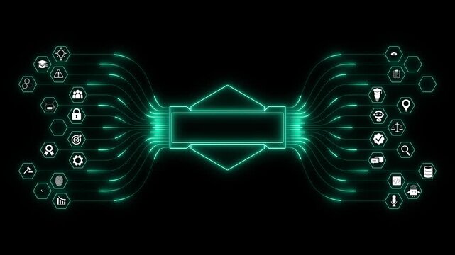 Ai DB tools or neon box. Multi function for Agentic AI technology motion background. Multi agent AI systems, Automate daily Smart AI solutions improve efficiency, Automate work.