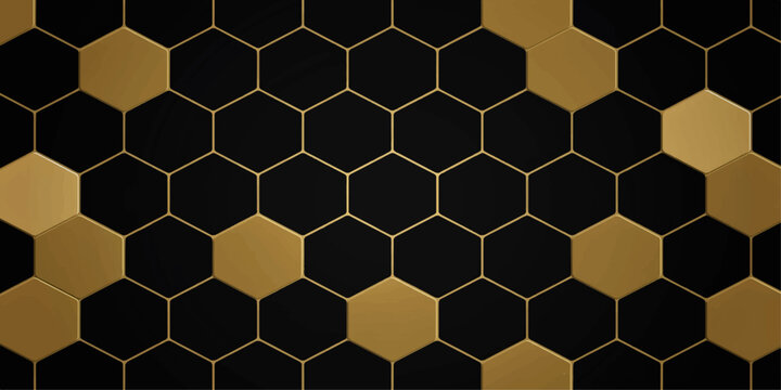 Seamless hexagon honeycomb pattern with geometric bee cell texture in yellow and orange tones, abstract vector background wallpaper design for sweet honey beehive illustration