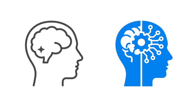 Creative Brain and Artificial Intelligence Concept Icons