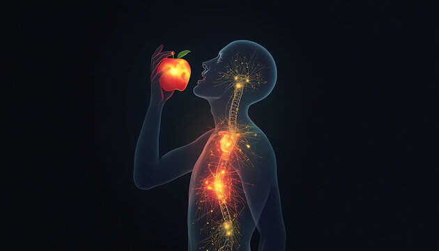 Illustration of apple consumption for health