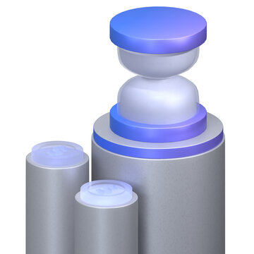 3D Claymorphism Hourglass Time Tracker with Floating Coins
