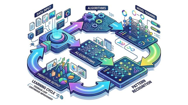 Isometric machine learning workflow with data processing and algorithms