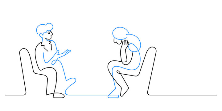 mental health therapist counselling session single line art illustration