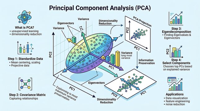 Diagram of principal component analysis for dimensionality reduction