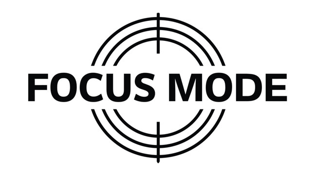 Target crosshair graphic represents the concept of focus mode with a clear and precise visual element intended for productivity tools and professional task management.