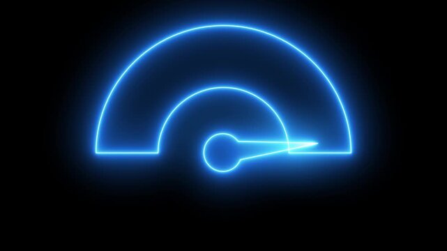 Neon sign Digital speed meter animation. Speed Animation or speed test tachometer, Simple speedometer icon. Risk concept on speedometer.