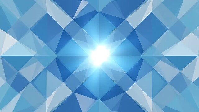 Abstract blue geometric background with a bright central light source