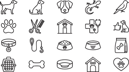 Fototapeta premium A collection of dog and pet related icons on a white background