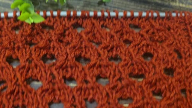 Colorful knitted fabric suitable for home decor, fashion or textile. pattern. Copy space
