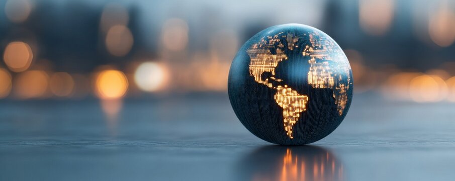 Subject An egg-shaped object with a glowing, digitaletched map of the world (specifically focusing on the Americas). TextureMaterial Dark, metallic, or carbon fiber-like texture with