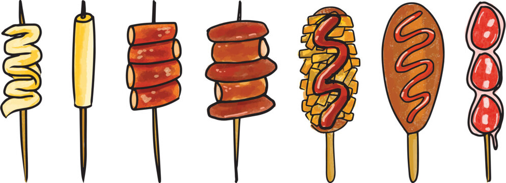 Korean Stick Food Traditional Graphic Design Element