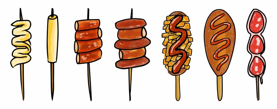 Korean Stick Food Traditional Graphic Design Element