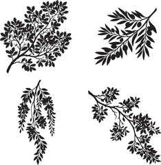 Fototapeta premium Detailed Botanical Illustration of Green Fern Leaves in Minimalist Line Art Style, Generative Ai